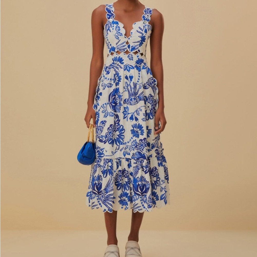 EUC Farm Rio Flowerful Birds Dress